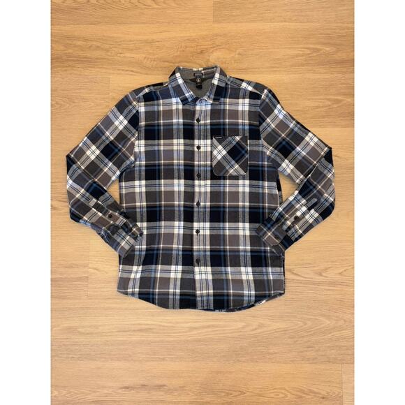 Volcom modern fit blue & gray long sleeve flannel mens size medium - Picture 1 of 4